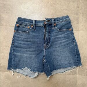 Madewell Blue Jean Shorts with Distressed Hem